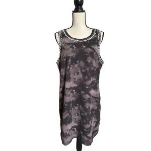 Dex Dress Tye Dye Black Gray Shift Beading Rhinestones Sleeveless Size XL